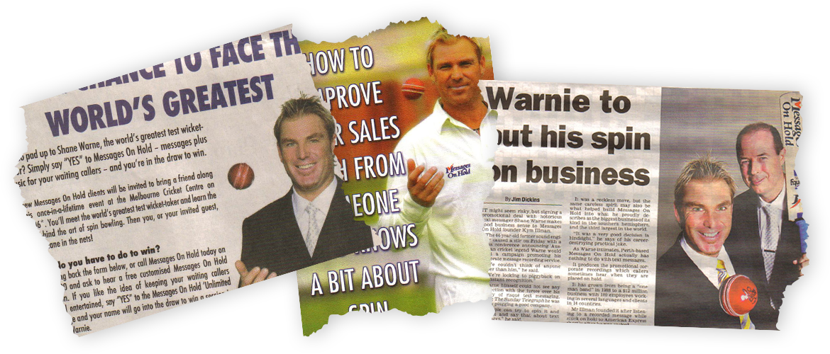 Cricketer Shane Warne promoting Messages On Hold